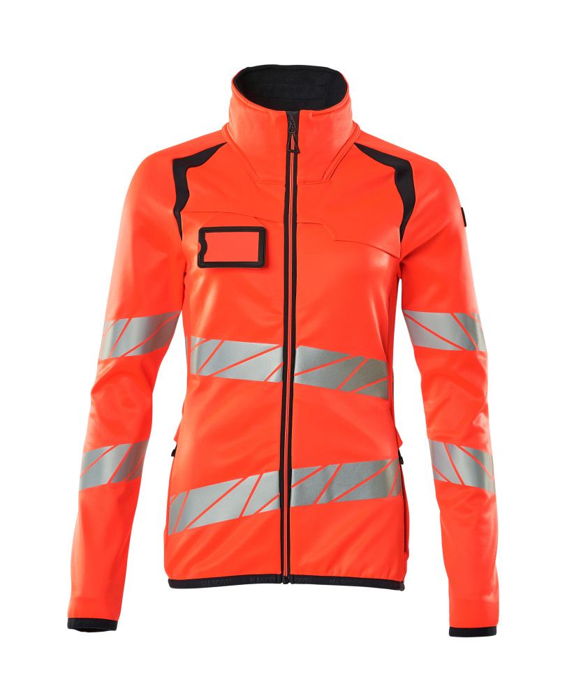 Produktfoto Fleecepullover mit Reißverschluss, Damen Microfleecejacke Multisafe Größe 2XL, Hi-vis rot/schwarzblau
