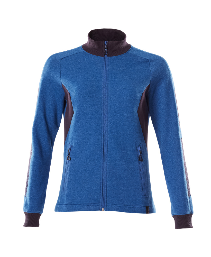 Produktfoto Sweatshirt mit Zipper, Damen Sweatshirt mit Reißverschluss Größe 2XLONE, azurblau/schwarzblau