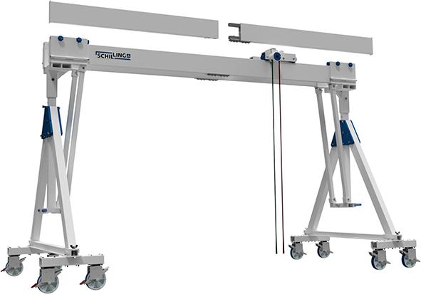 SCHILLING Aluportalkran fahrbar Höhe 2138-2488mm 2000kg TL 4000mm Alu-Doppel-Träger