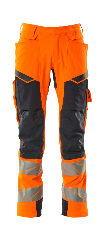 Produktfoto Hose mit Knietaschen, ULTIMATE STRETCH Hose Größe 76C46, hi-vis orange/schwarzblau