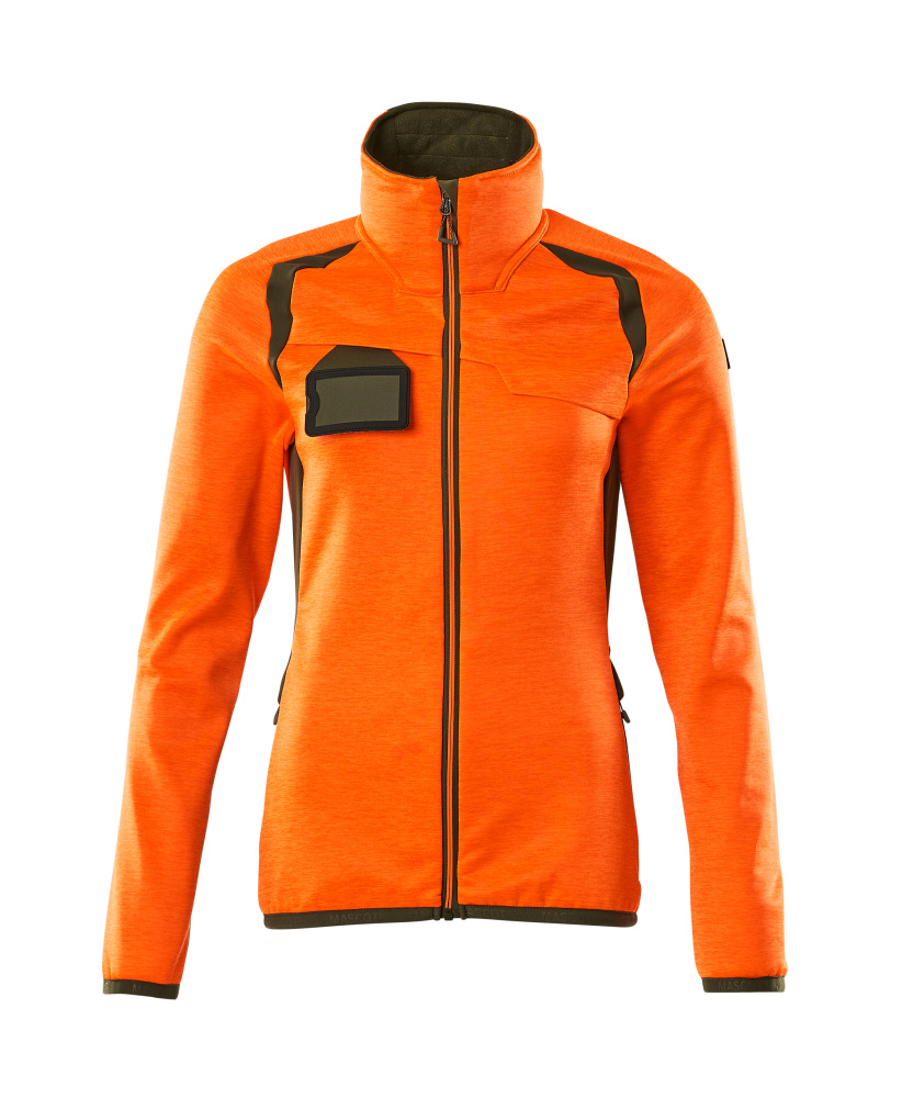 Produktfoto Fleecepullover mit Reißverschluss, Damen Microfleecejacke Größe 2XL, hi-vis orange/moosgrün