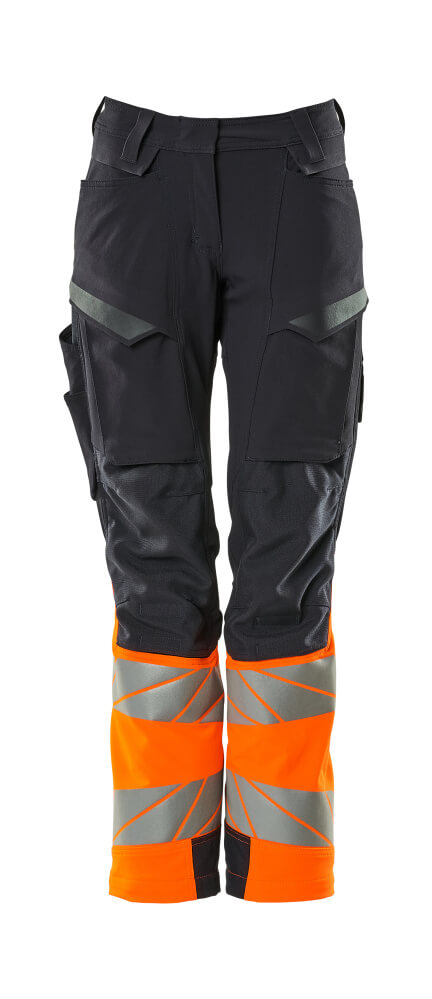 Produktfoto Hose, Damen,DIAMOND, Knietaschen,Stretch Hose Größe 76C34, schwarzblau/hi-vis orange