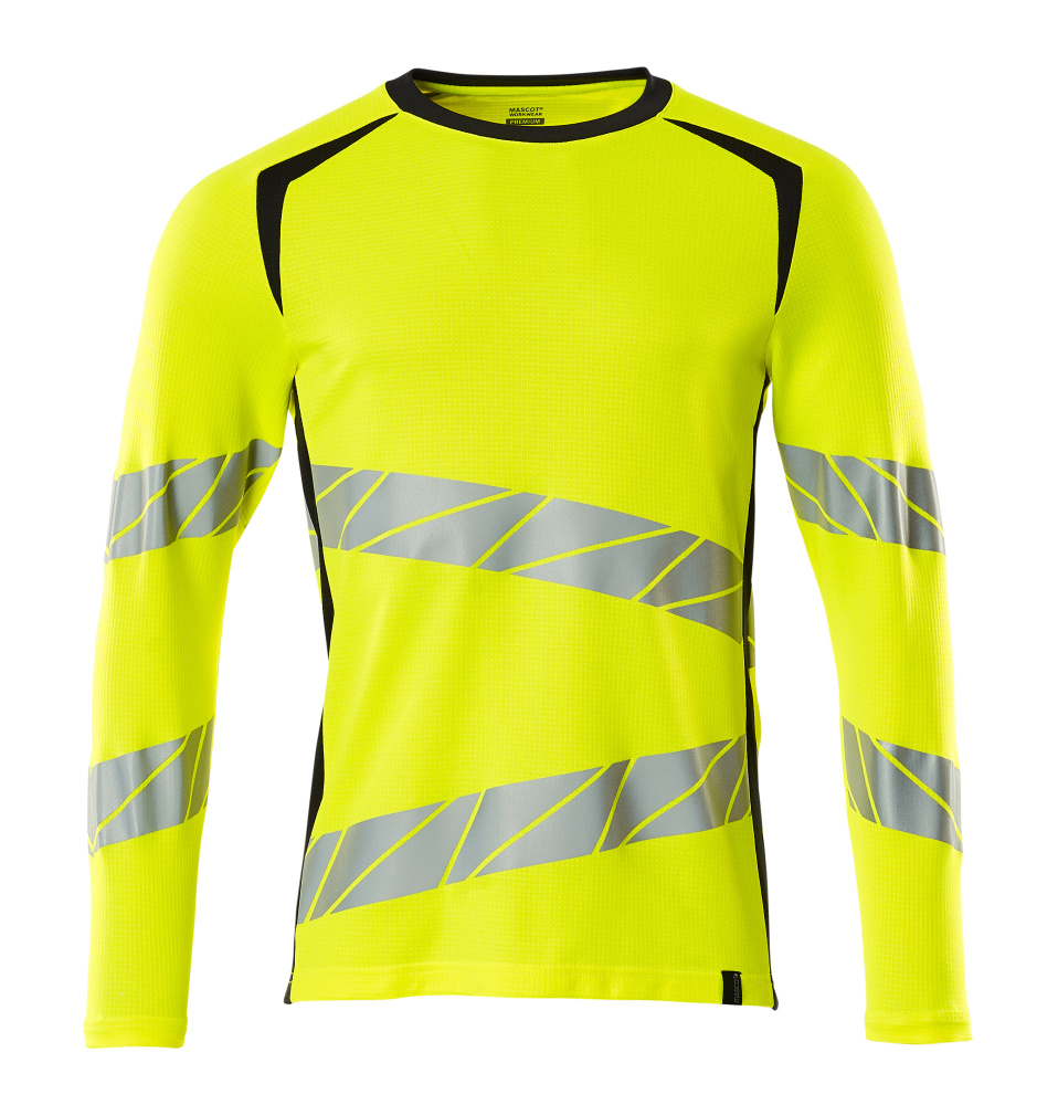 Produktfoto T-Shirt, Langarm, moderne Passform T-shirt Größe 2XLONE, hi-vis gelb/schwarzblau