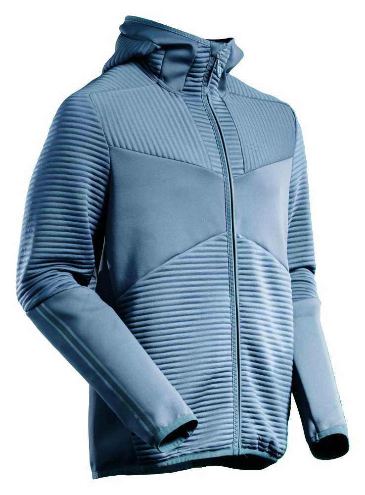 Produktfoto Fleecepullover, Kapuze, Reißverschluss Microfleecejacke Größe 2XL, steinblau