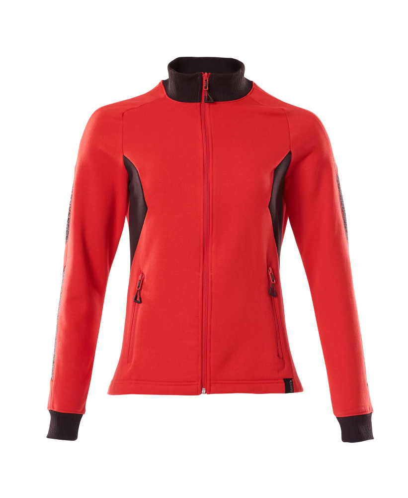 Produktfoto Sweatshirt mit Zipper, Damen Sweatshirt mit Reißverschluss Größe 2XLONE, verkehrsrot/schwarz