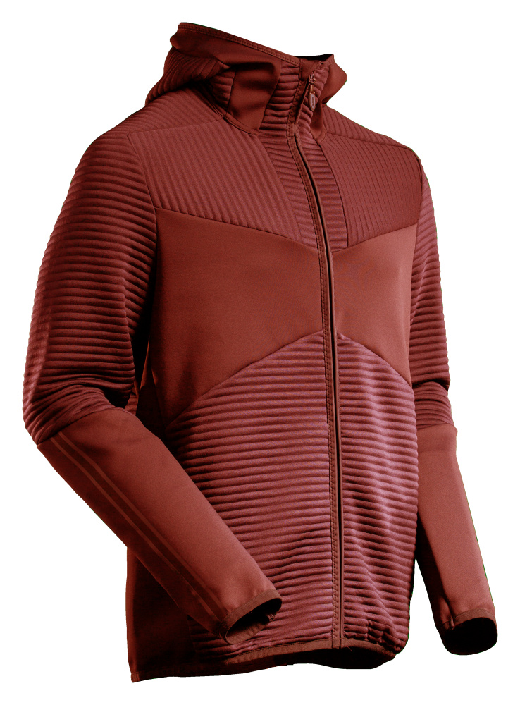 Produktfoto Fleecepullover, Kapuze, Reißverschluss Microfleecejacke Größe 2XL, Herbstrot
